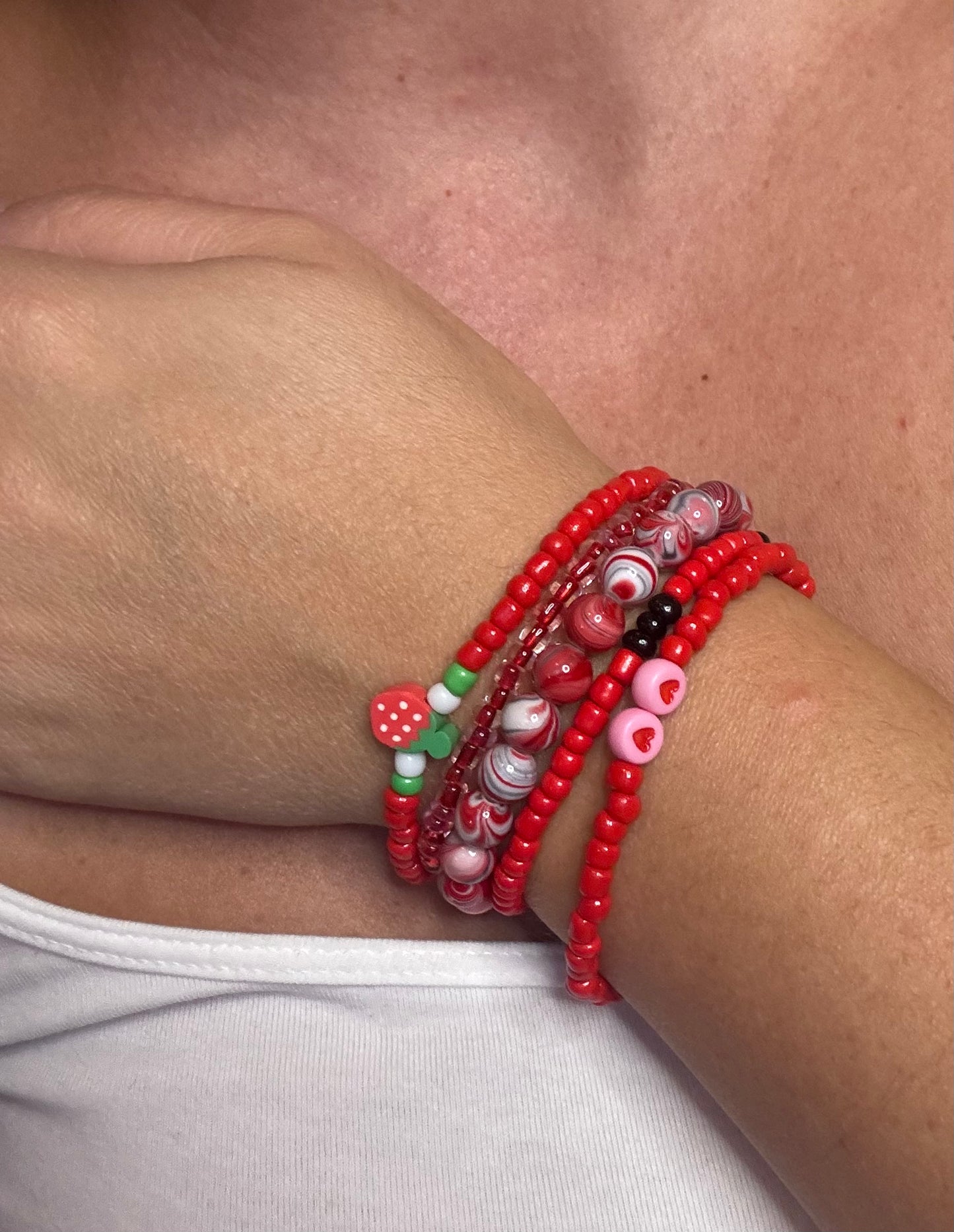Perlenarmband Set | Strawberry