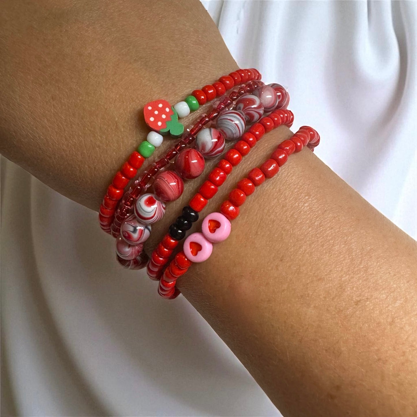 Perlenarmband Set | Strawberry